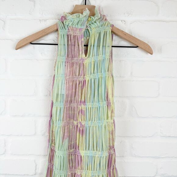 Roberta Einer Rainbow Bodycon Midi Dress Pastel Sheer Medium Large 10 - Picture 7 of 16